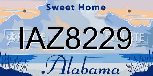 IAZ8229 Alabama License Plate