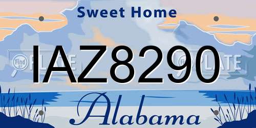 IAZ8290 Alabama License Plate