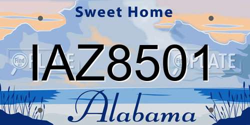 IAZ8501 Alabama License Plate