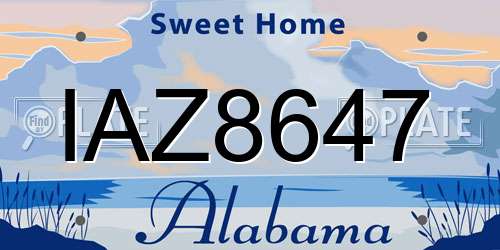 IAZ8647 Alabama License Plate