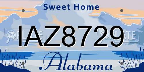 IAZ8729 Alabama License Plate