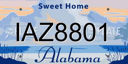 IAZ8801 Alabama License Plate