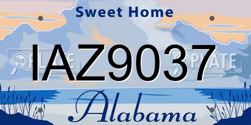 IAZ9037 Alabama License Plate
