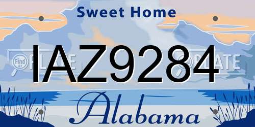 IAZ9284 Alabama License Plate