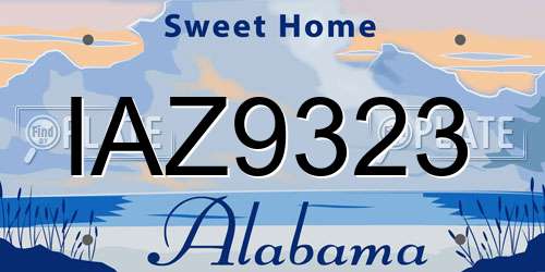 IAZ9323 Alabama License Plate