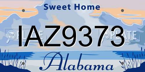IAZ9373 Alabama License Plate