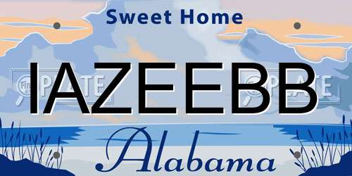 IAZEEBB Alabama License Plate