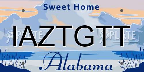 IAZTGTT Alabama License Plate