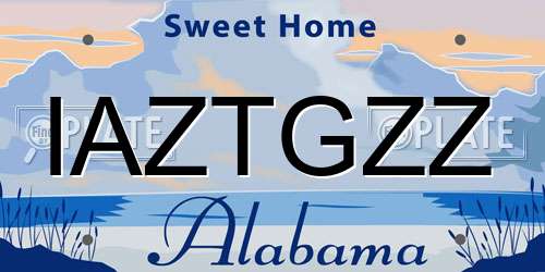 IAZTGZZ Alabama License Plate