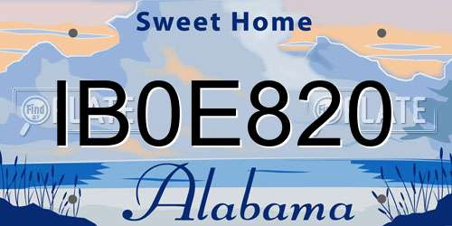 IB0E820 Alabama License Plate