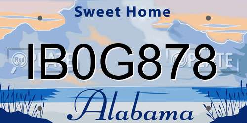 IB0G878 Alabama License Plate