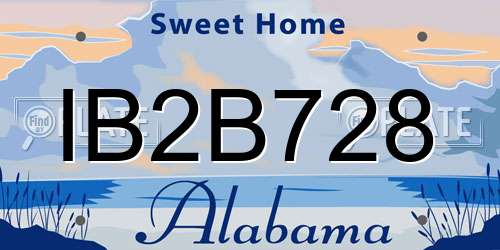 IB2B728 Alabama License Plate