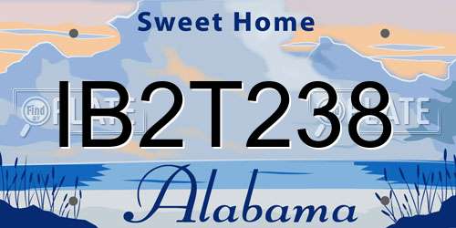 IB2T238 Alabama License Plate