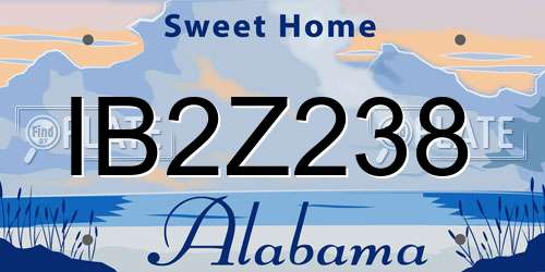 IB2Z238 Alabama License Plate