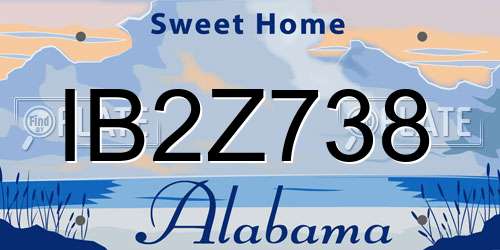 IB2Z738 Alabama License Plate