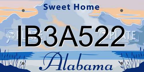 IB3A522 Alabama License Plate