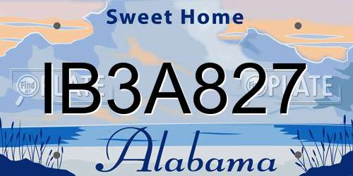 IB3A827 Alabama License Plate
