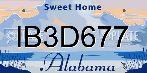 IB3D677 Alabama License Plate