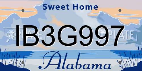 IB3G997 Alabama License Plate