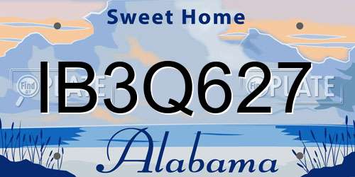 IB3Q627 Alabama License Plate