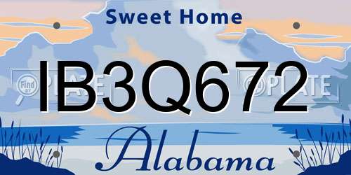 IB3Q672 Alabama License Plate