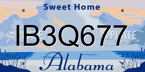 IB3Q677 Alabama License Plate
