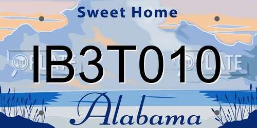 IB3T010 Alabama License Plate