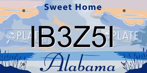 IB3Z5I Alabama License Plate