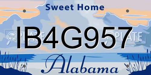IB4G957 Alabama License Plate