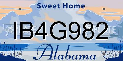 IB4G982 Alabama License Plate