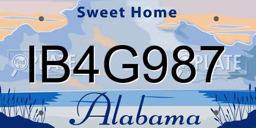 IB4G987 Alabama License Plate