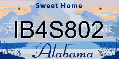 IB4S802 Alabama License Plate
