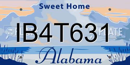 IB4T631 Alabama License Plate