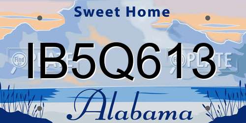 IB5Q613 Alabama License Plate