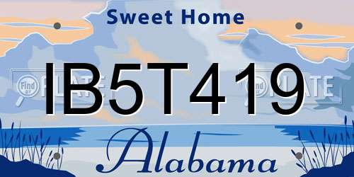 IB5T419 Alabama License Plate