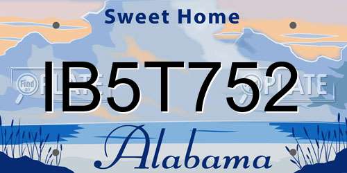 IB5T752 Alabama License Plate