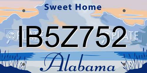 IB5Z752 Alabama License Plate