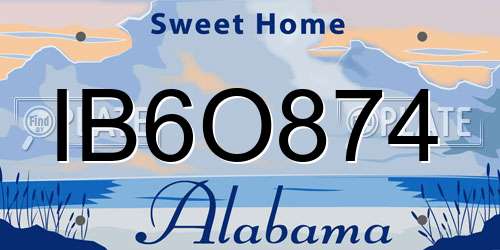 IB6O874 Alabama License Plate