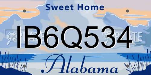 IB6Q534 Alabama License Plate