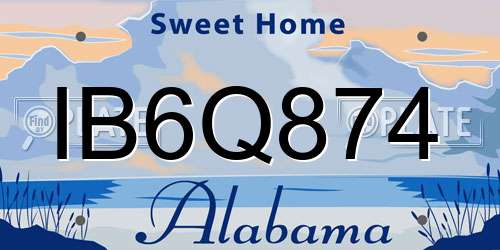 IB6Q874 Alabama License Plate