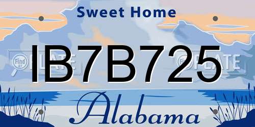 IB7B725 Alabama License Plate