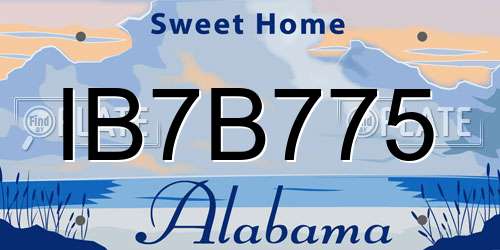 IB7B775 Alabama License Plate
