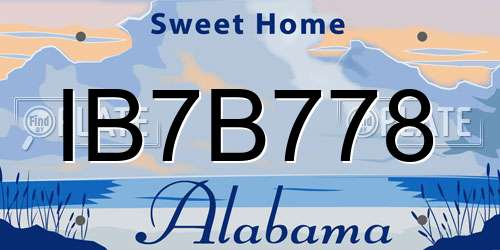 IB7B778 Alabama License Plate