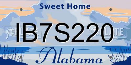 IB7S220 Alabama License Plate