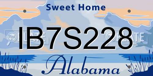 IB7S228 Alabama License Plate