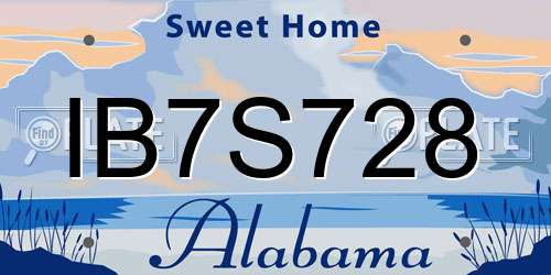 IB7S728 Alabama License Plate