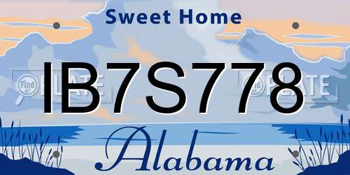 IB7S778 Alabama License Plate