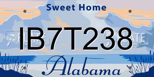 IB7T238 Alabama License Plate