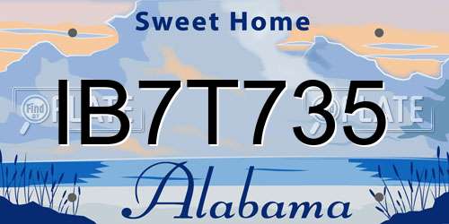 IB7T735 Alabama License Plate