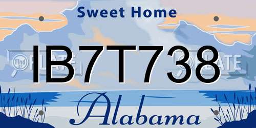 IB7T738 Alabama License Plate